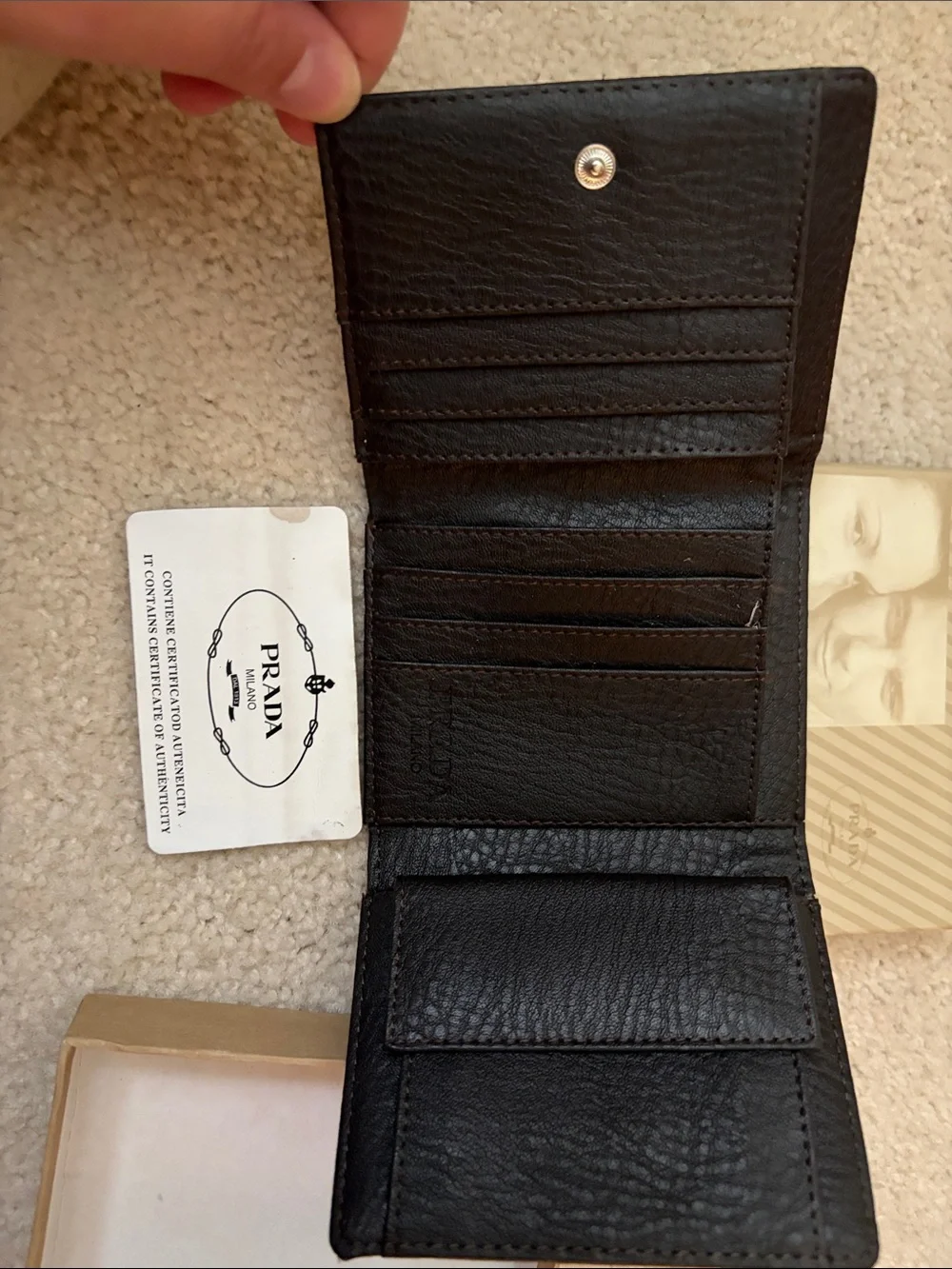 Prada Brown Canvas and Leather Wallet